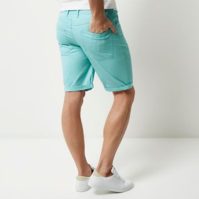 Fluro green slim fit chino shorts